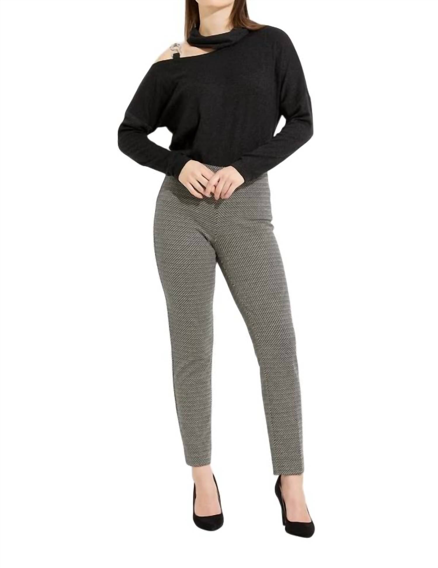 Joseph Ribkoff High Rise Straight Leg Pants in black beige - women's pants - view 5