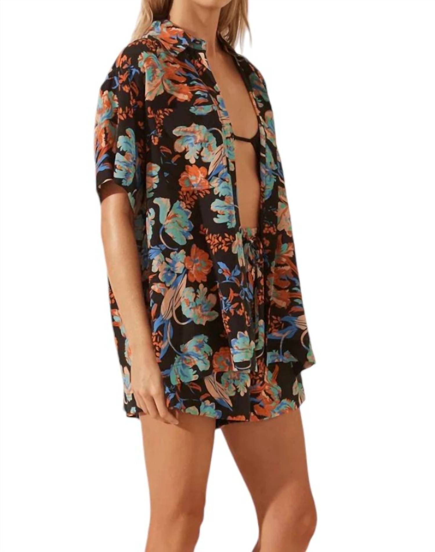 Shona Joy - SILK SHORT SLEEVE RELAXED SHIRT