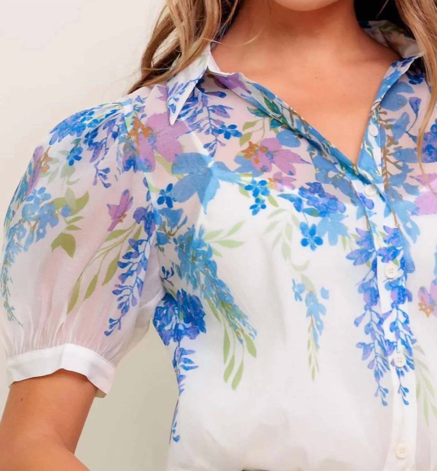 Flying Tomato - Charlotte Printed Chiffon Blouse
