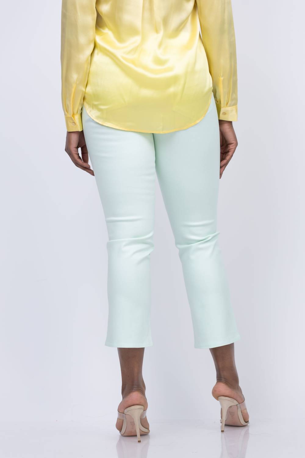 L'Agence Tati Coated Crop Micro Boot Jean in jade - women's pants - alternate view