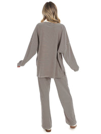 Things Between - Well Defined Stripe Fleece Oversized Top
