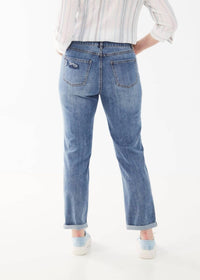 FDJ Evelyn Embroidered Hearts Girlfriend Ankle Denim Jeans in light blue - women's jeans - alternate view