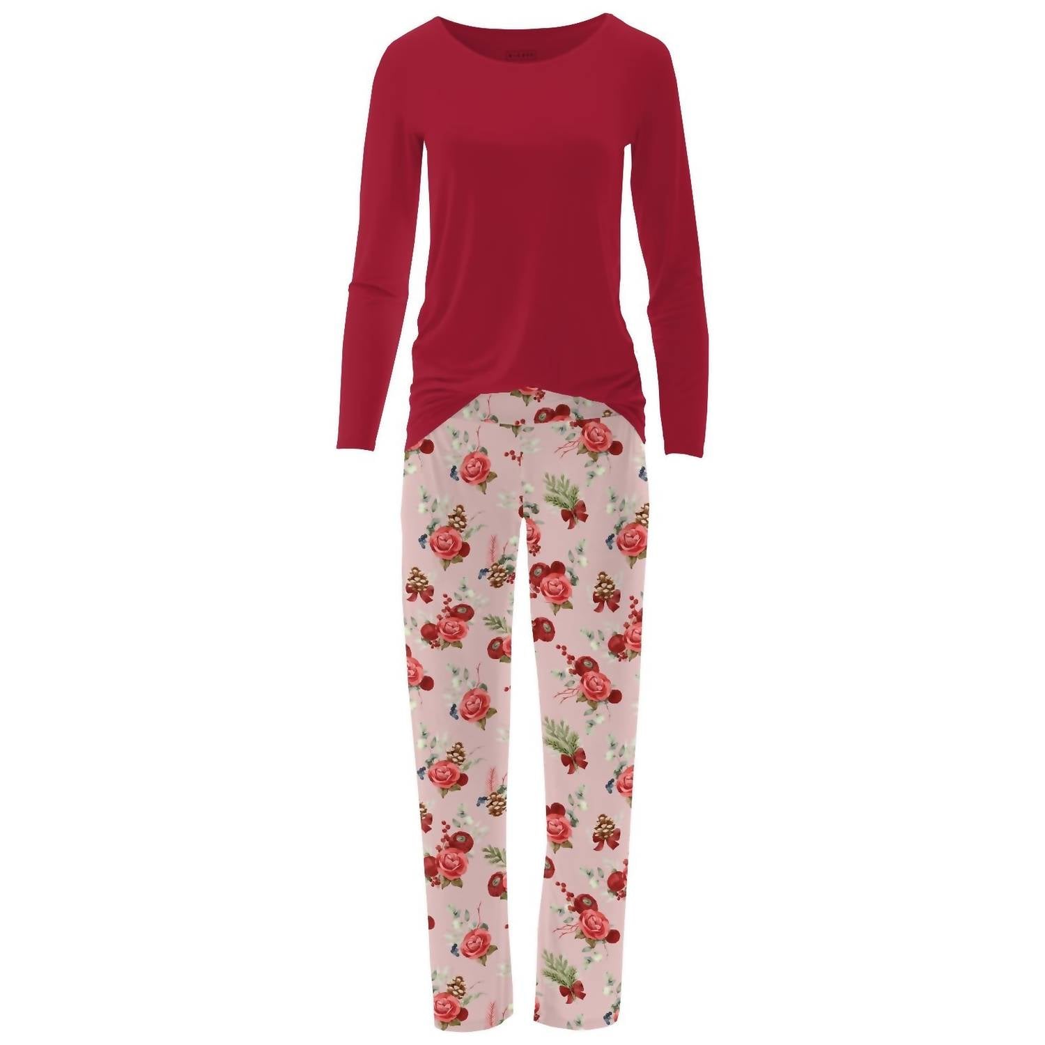 Kickee - Women's Long Sleeve Relaxed Tee & Pajama Pants