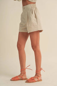 Miou Muse - Monument Linen Elastic Band Shorts
