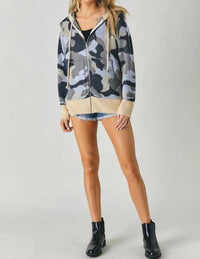 Davi & Dani - Military Zip Up Hoodie - Plus