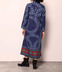 maude vivante Eliza Midi Dress in vintage circles - women's dress - detail view