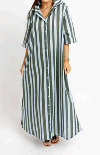 Karlie - Bold Stripe Maxi Shirt Dress