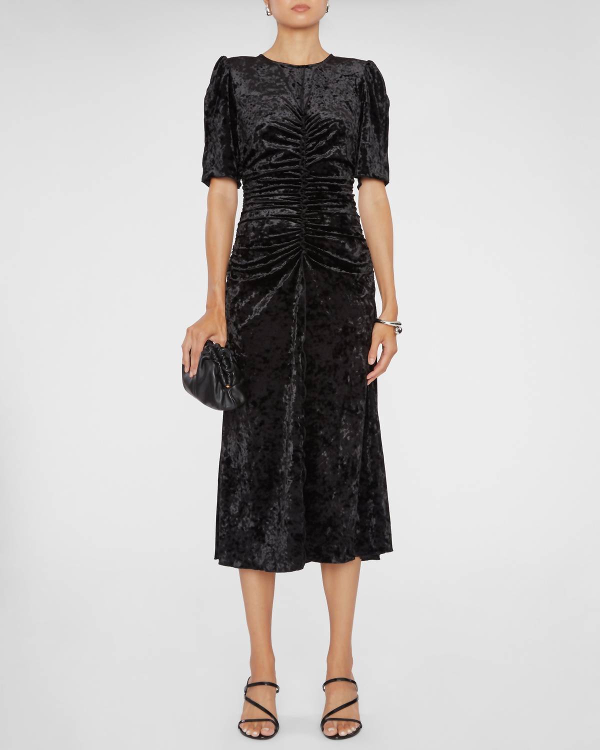 Sea - Cailyn Crushed Velvet Ruched Midi Dress