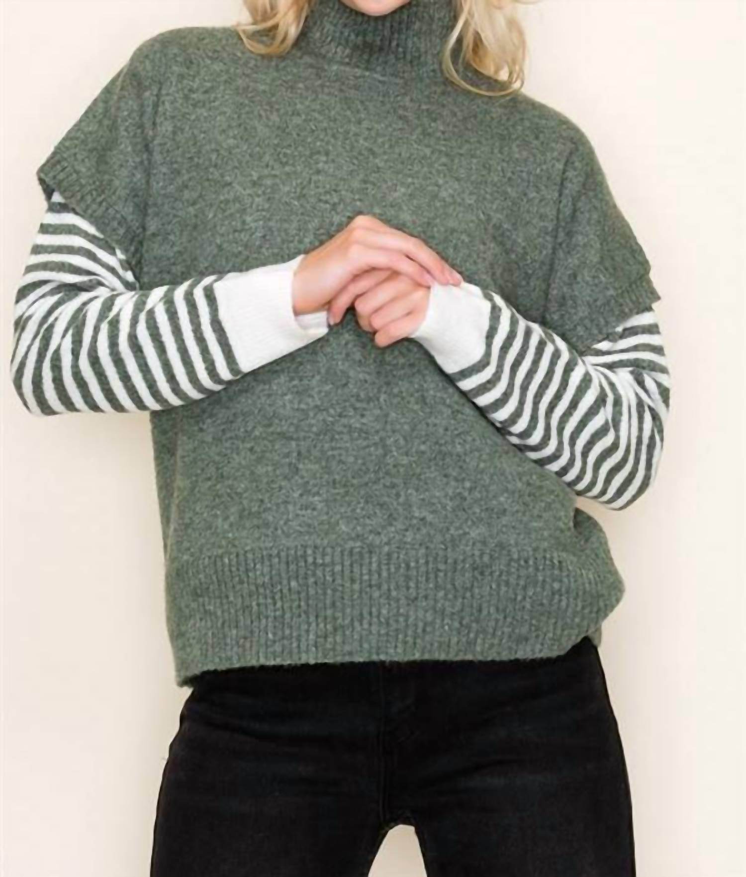 Staccato - Shaw Sage Mock Neck Top