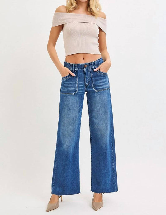 Risen - Wide Leg Patch Pocket Jeans