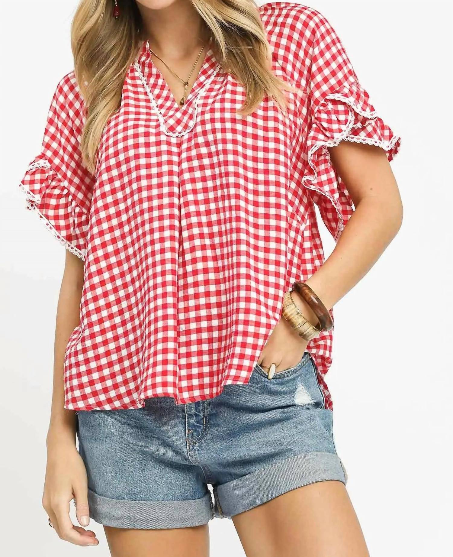 Umgee - Gingham Ruffle Top