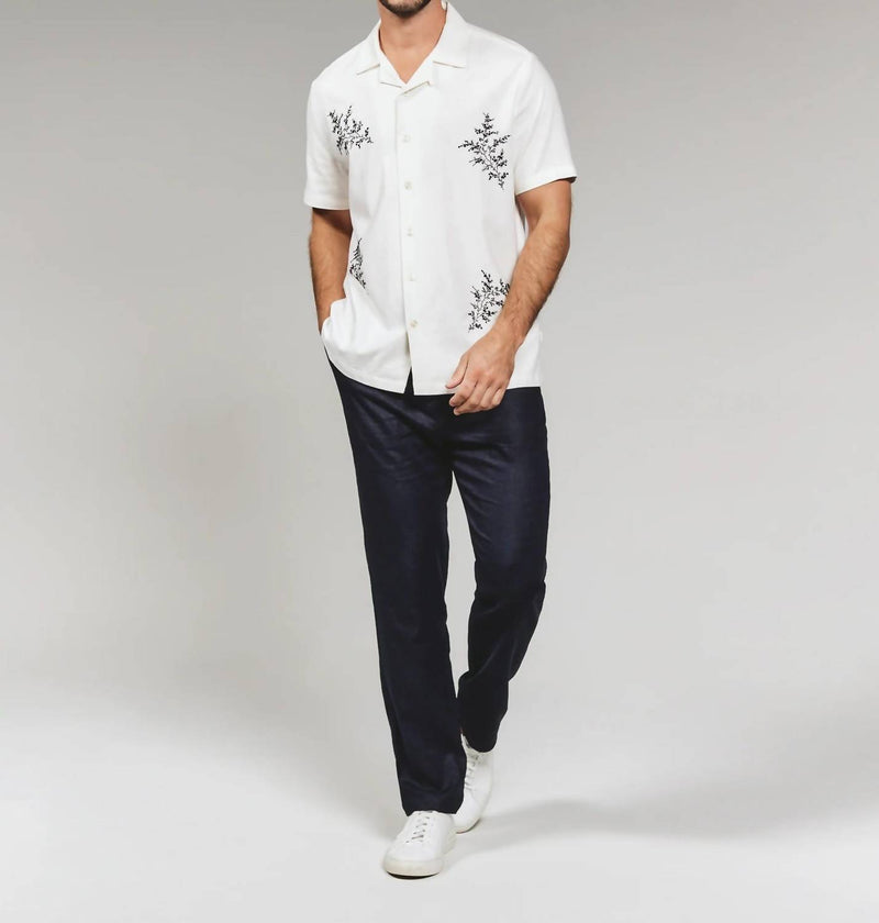 7Diamonds Heath Linen Camp Shirt in ivory - men's shirt
