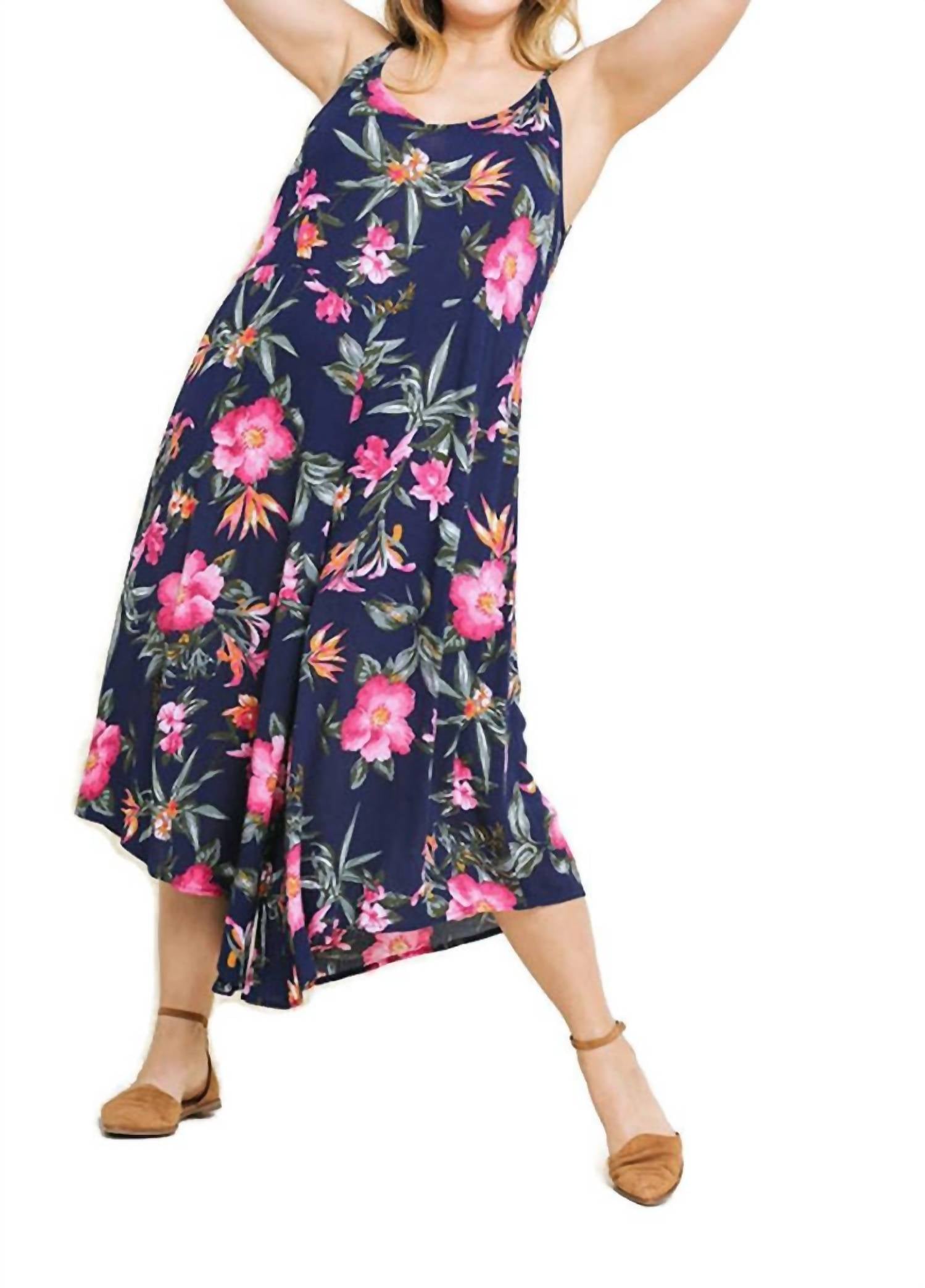 umgee Blooming Beauty Floral Jumpsuit in navy - women's pants - view 4