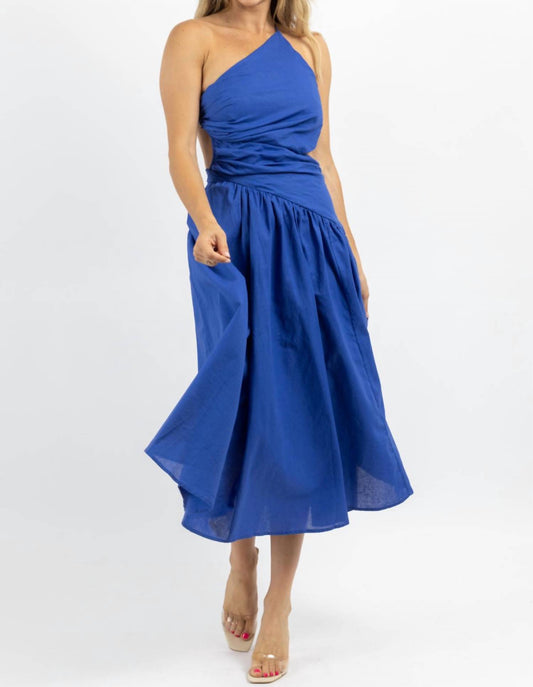 ASYMMETRIC RUCHE MIDI DRESS