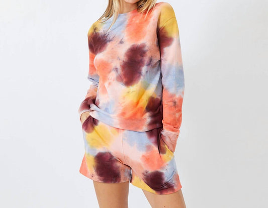 CORAL REEF TIE DYE BOYFRIEND SWEATSHIRT