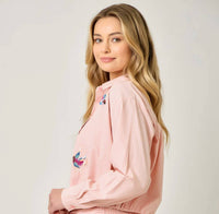 Mystree - Poplin Pinstripe Hummingbird Sequin Shirt