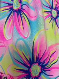 Beachtime - Women's Ruffle Rows Bright Flower Print Sleeveless Dress
