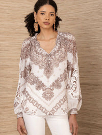 Hale Bob - Long Sleeve V Neck Lace Blouse