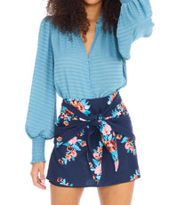 Allison Janis Mini Skirt in navy floral - women's skirt