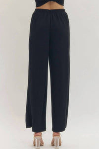 Entro - Solid Knit Wide Leg Pants