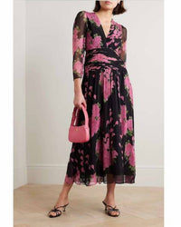 Rixo - Racquel V-neck Midi Dress