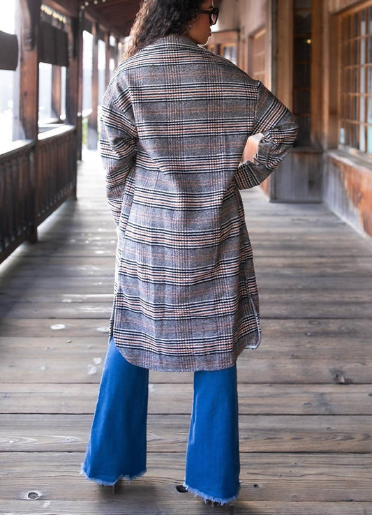 Surelymine - Plaid Button Down Long Shacket