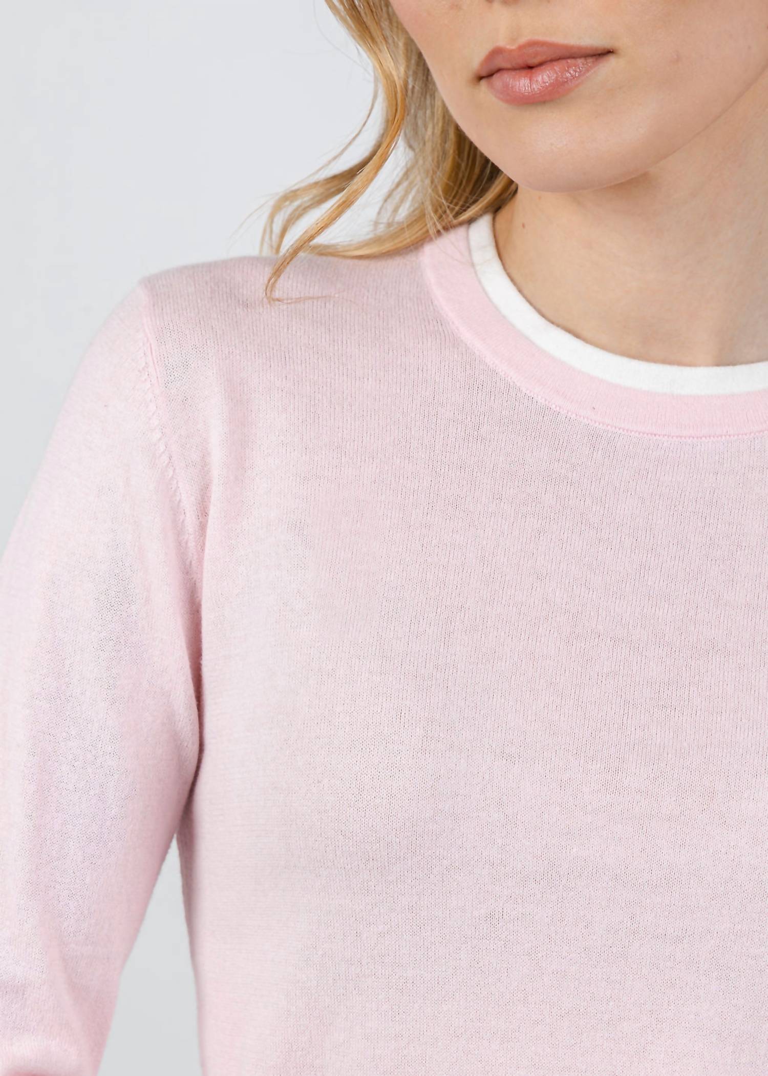 Brodie Cashmere - Double Contrast Trim Crew Sweater