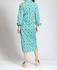 APNY Printed Shirt Dress in blue multi - women's dress - view 4