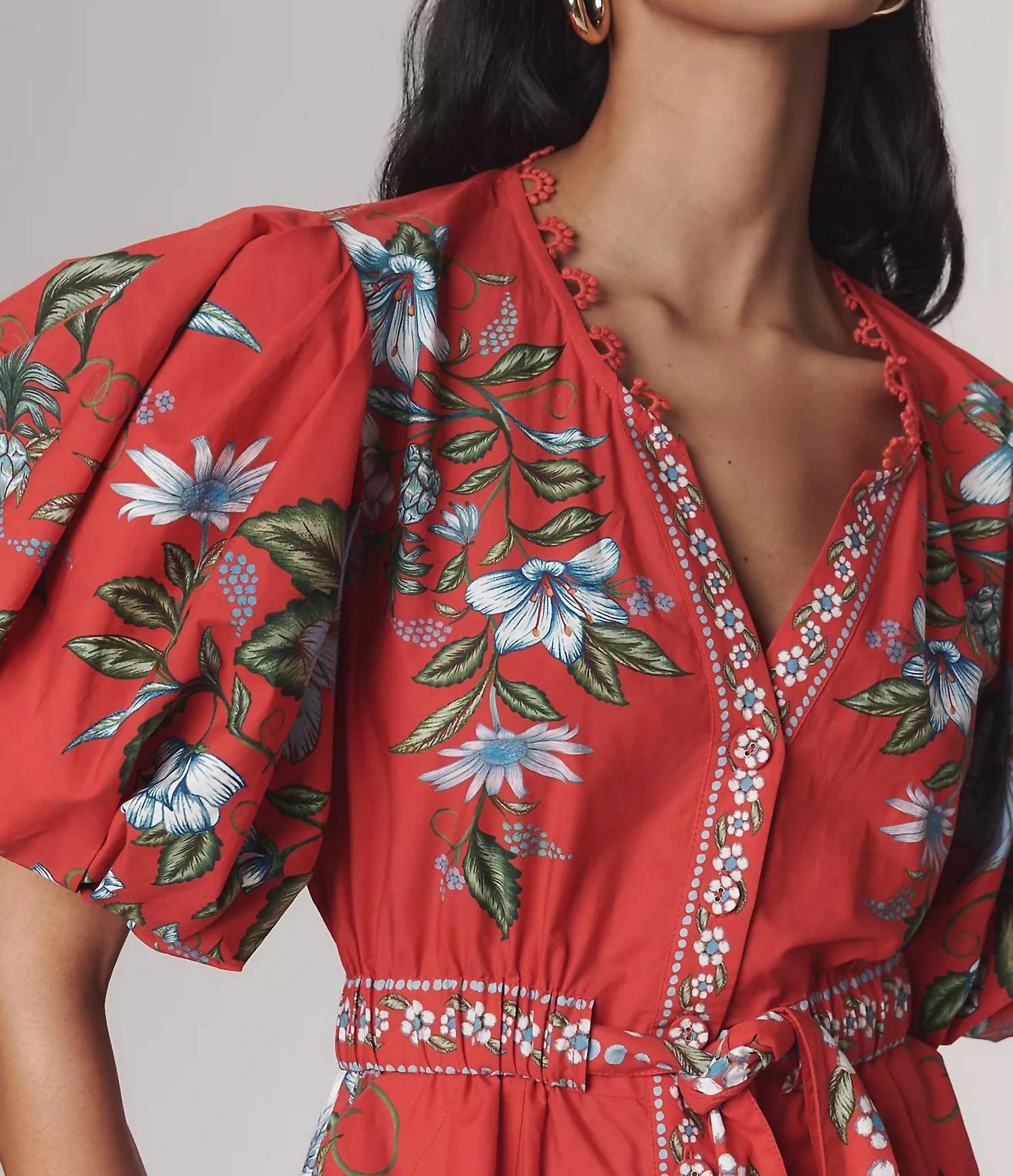 Farm Rio - Sweet Bloom Bouquet Puff-sleeve Romper
