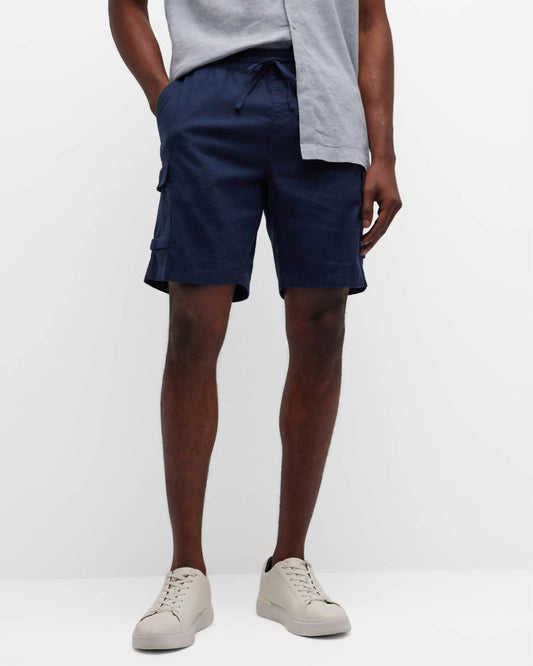 MEN STRETCH LINEN PULL ON CARGO SHORT