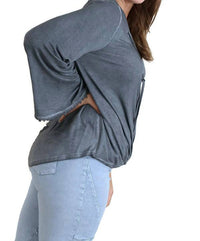 Umgee - Drawstring Neckline Bell Sleeve Top
