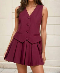 Milk & Honey - Women's Lindsey Pleated Mini Vest Dress