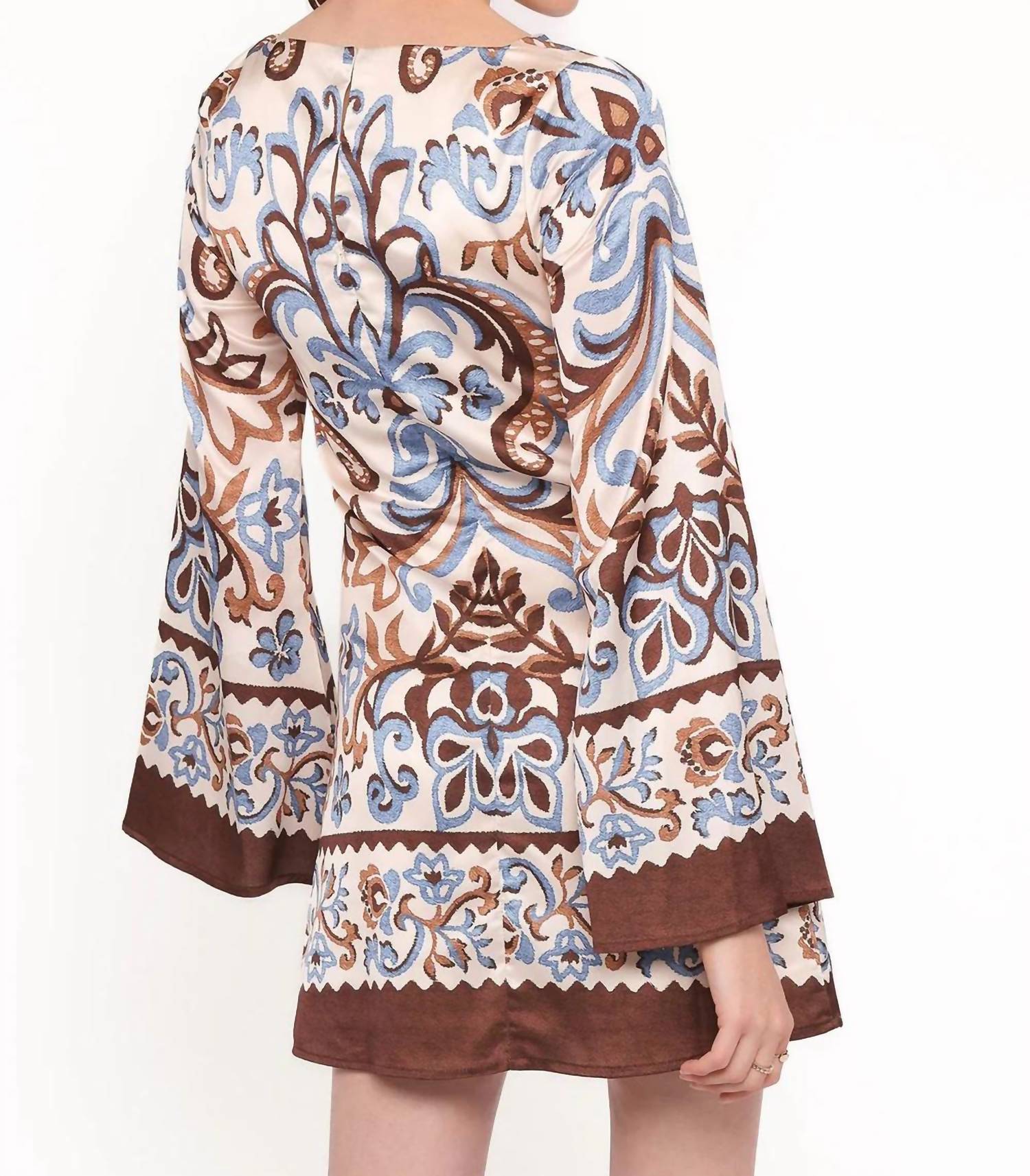 Skies Are Blue - Border Print Boho Mini Dress