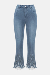 Joseph Ribkoff Seneca Stretch Straight Crop Jeans With Embroidery in denim medium blue - women's jeans - view 6