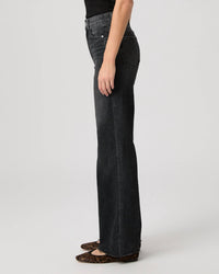 Paige Anessa High Rise Wide Leg Jeans With Raw Hem in viper black distressed - women's jeans - view 4