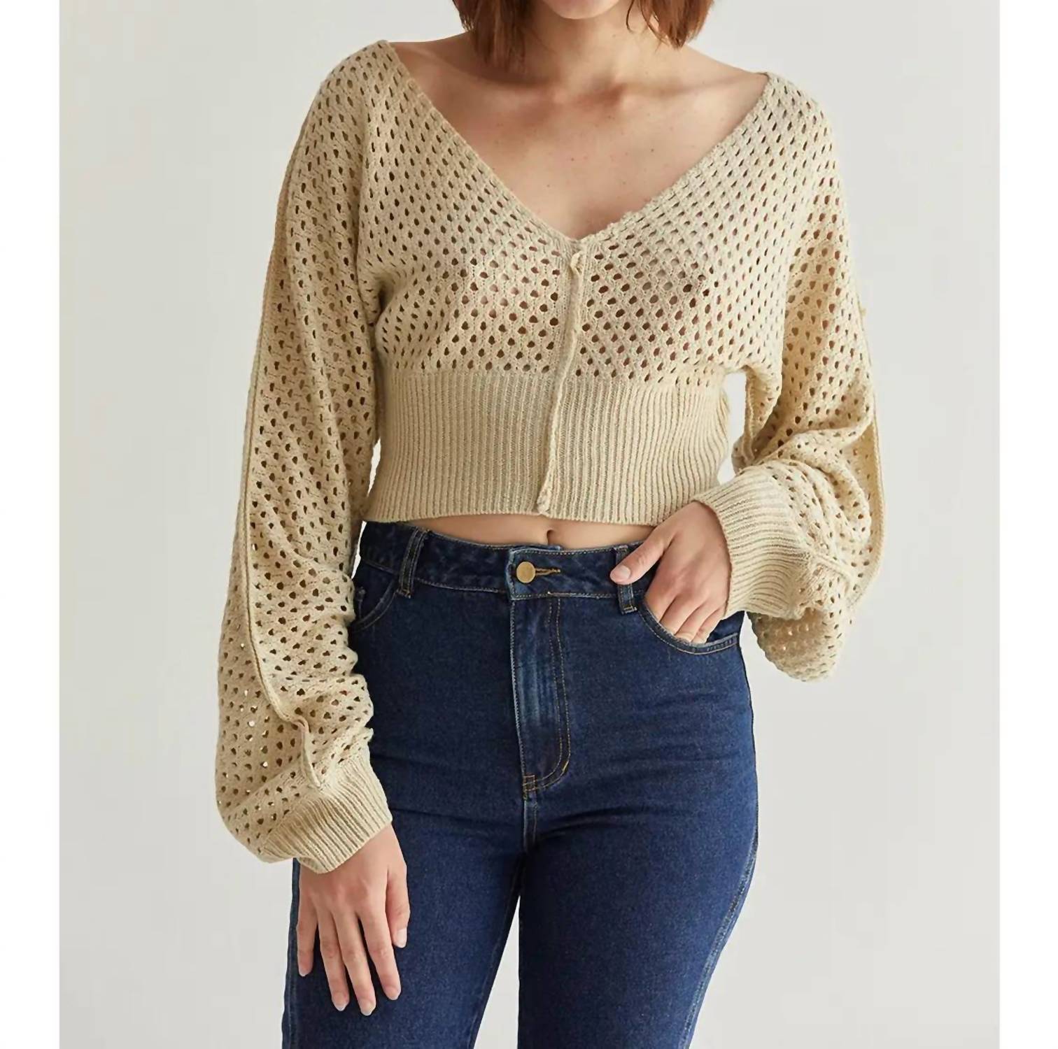 Crescent - Meghan Crop Dolman Netted Top