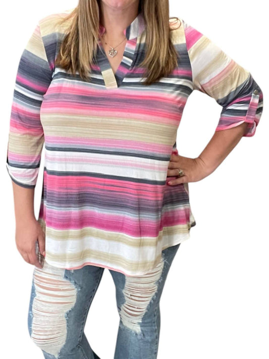 Honeyme - Striped Gabby Top