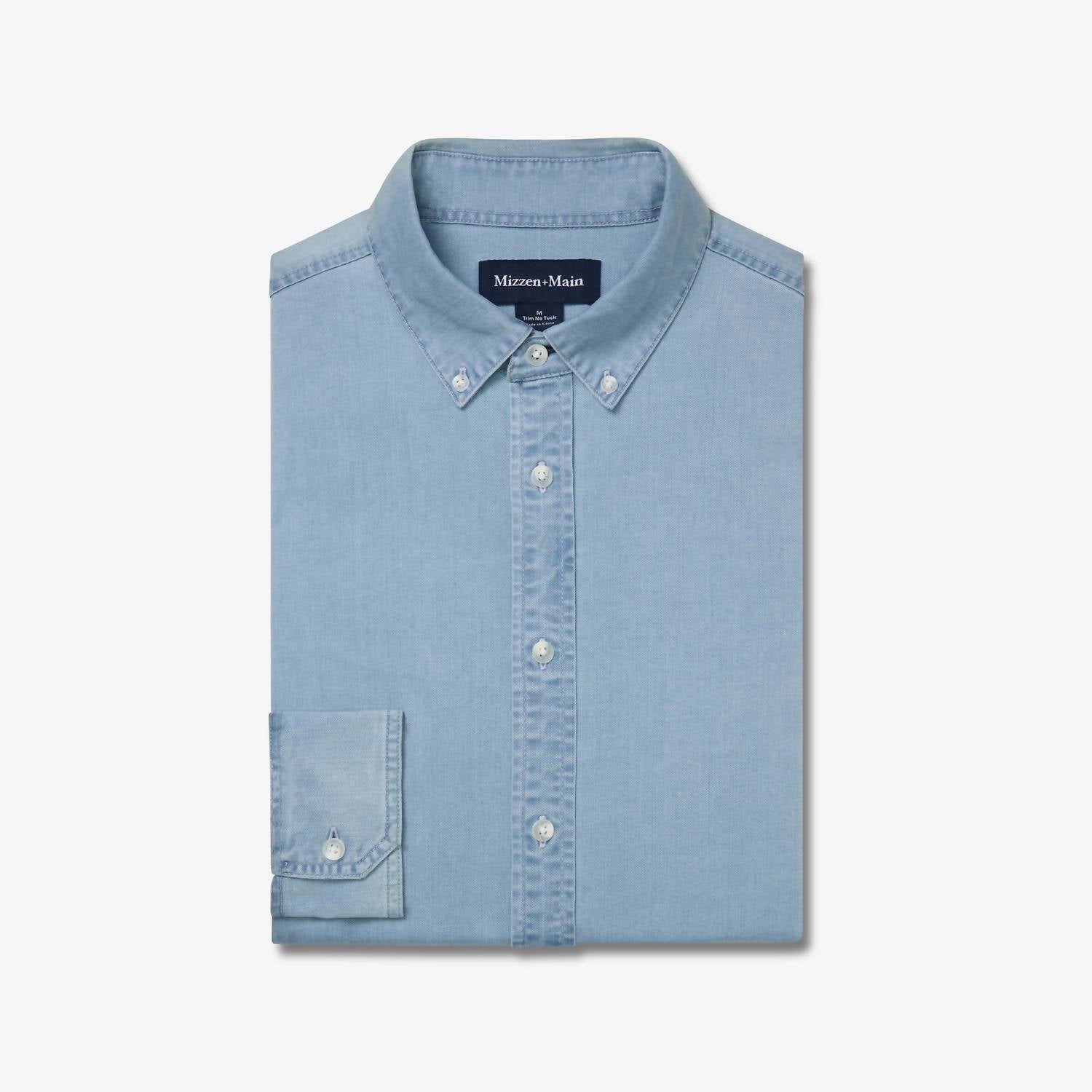 Mizzen + Main Nash Chambray Long Sleeve No Tuck Dress Shirt in light wash - men's shirt - view 5