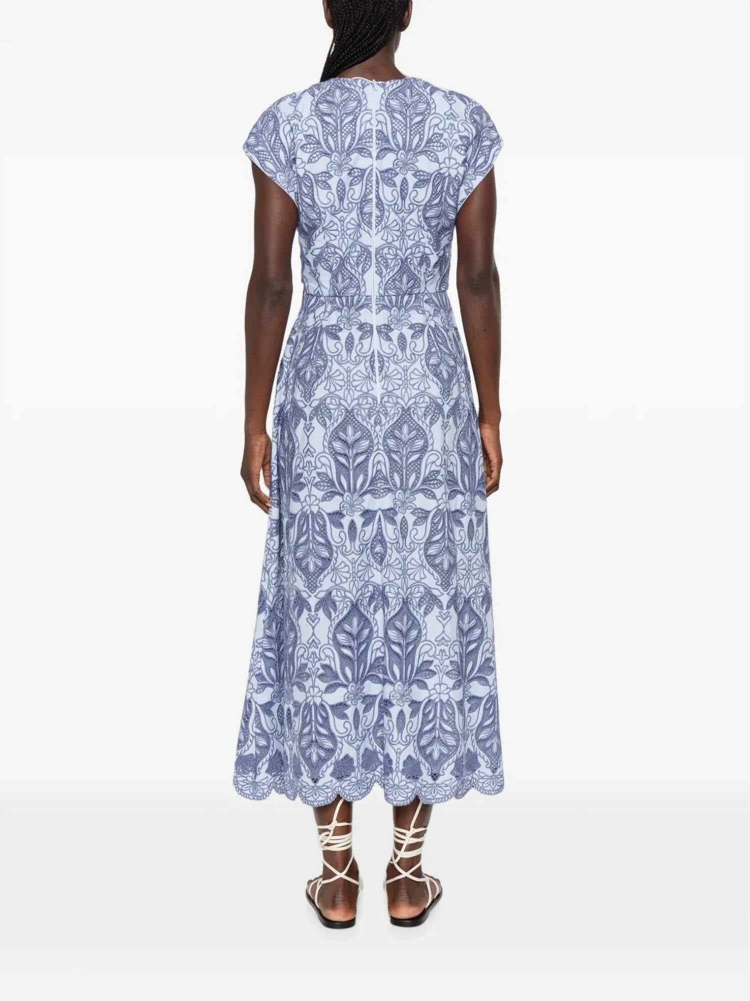 Rebecca Vallance - Blooming Lanterns Embroidered Midi Dress