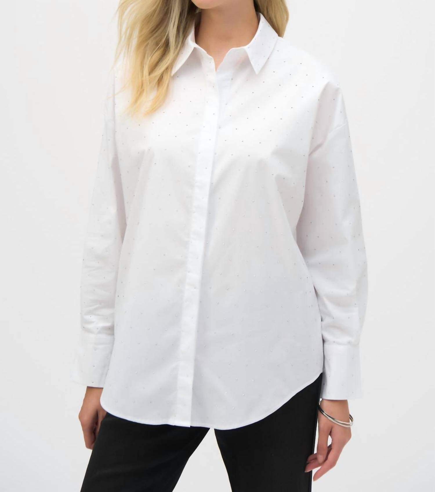 Joseph Ribkoff - Stretch Cotton With Rhinestones Blouse