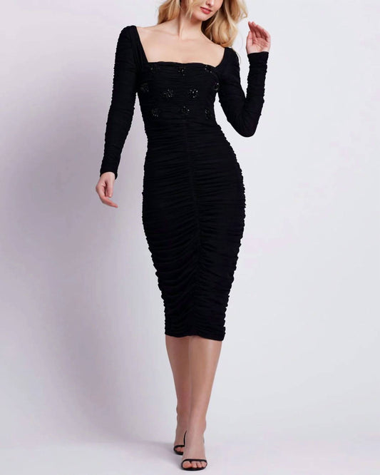 Patbo - Hand Beaded Stretch Tulle Midi Dress