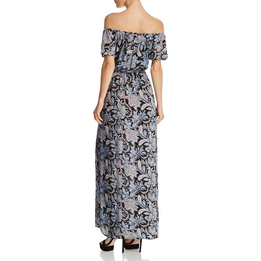 Aqua - Paisley Print Off the Shoulder Maxi Dress
