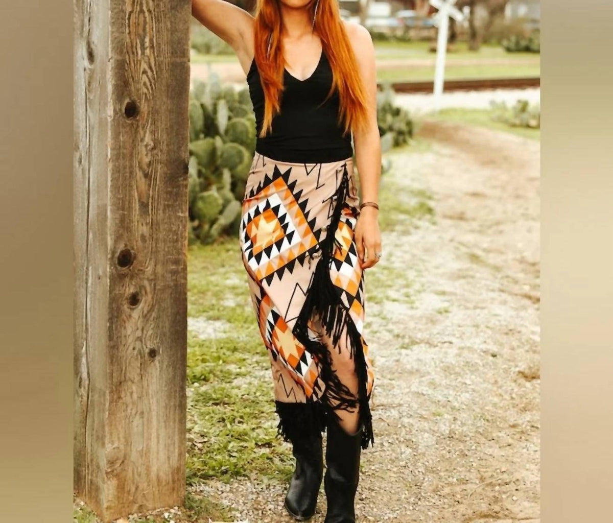 Lucky & Blessed - Aztec Asymmetric Skirt