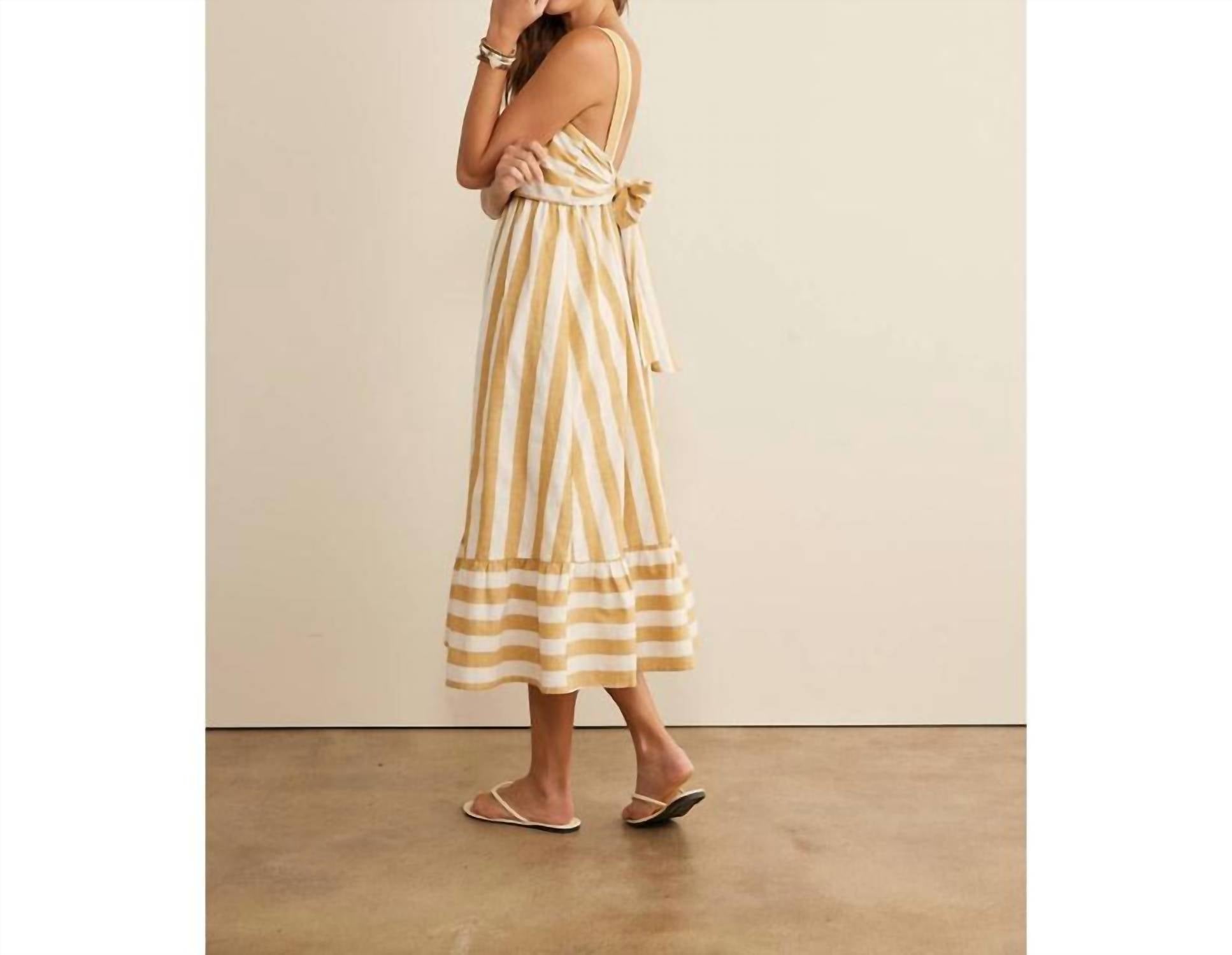 In February Striped Serenity Midi Dress in marigold - women's dress - view 4