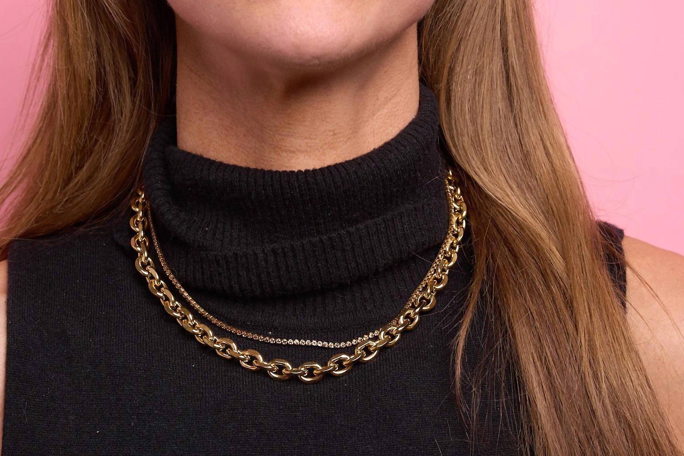 Nikki Smith Designs Women's Eloise Chunky Chain Choker in gold - women's jewelry - detail view
