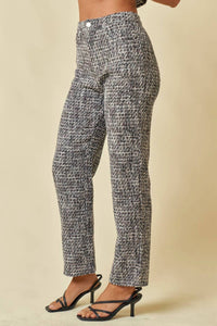 Blue Blush - High Waisted Tweed Pants