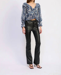 En Saison Cypress Peplum Top in slate ivory - women's blouse