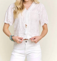 Kld - Erin Eyelet Embroidered Top