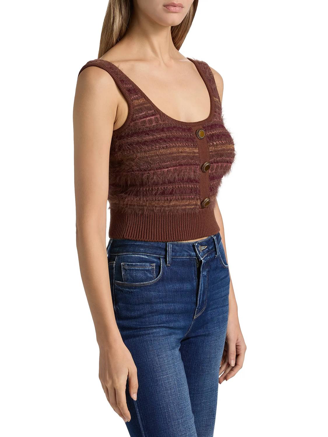 L'Agence Galene Knit Tank in natural multi 1 - women's tank top - detail view
