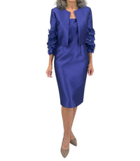 FRASCARA Floral Appliqué Jacket And Dress Set in amethyst - women's dress